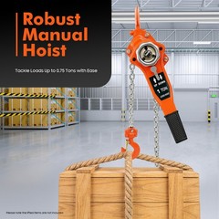 Hoist Come Along Puller Ratchet Type Lever Block Chain 10FT Lifting 0.75T/1650Lb