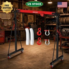 Portable Gantry Crane 1 Ton 2200 LBS, Adjustable Steel Lift Crane with Locking