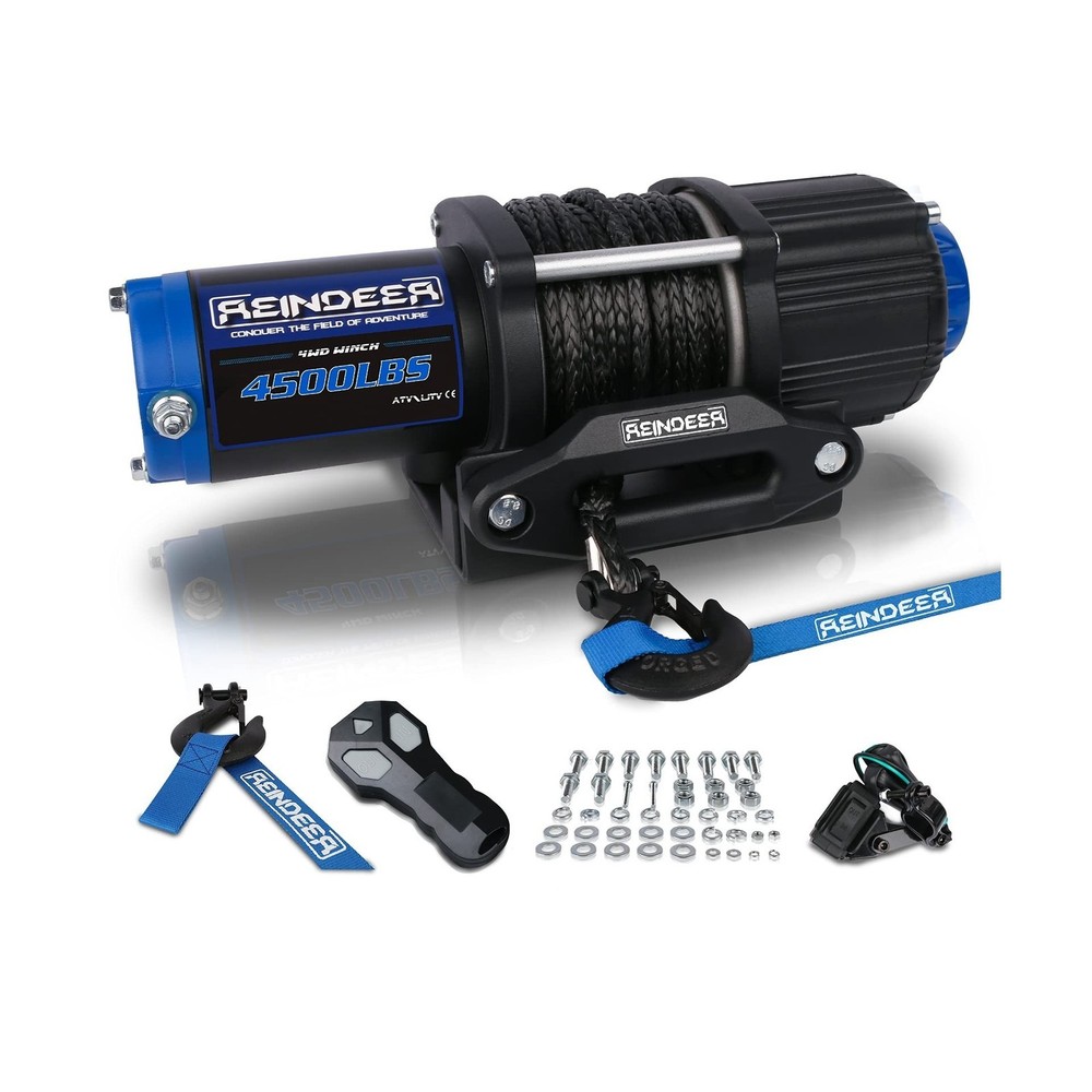 REINDEER New 12V Winch 4500 lb Load Capacity Electric Winch Kit Synthetic Rop…