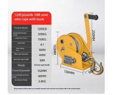 Hand Hoist Pounds Self Locking Manual Winch with Wire Rope and Hook Hand Tool