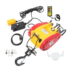 2-in-1 Portable Electric Hoist Winch 1100 LBS Wired & Wireless Remote Control