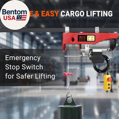 440 Lbs Electric Hoist Winch with 14 Ft Wired Control – 110V Electric Winch with