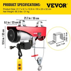 🔥 880LBS Electric Hoist Lifting Crane Cable Hoist Winch for Boat Car Garage#