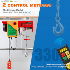 NEWTRY 1320Lb Electric Hoist Lift, Wireless & Cable Remote Control Overhead Elec