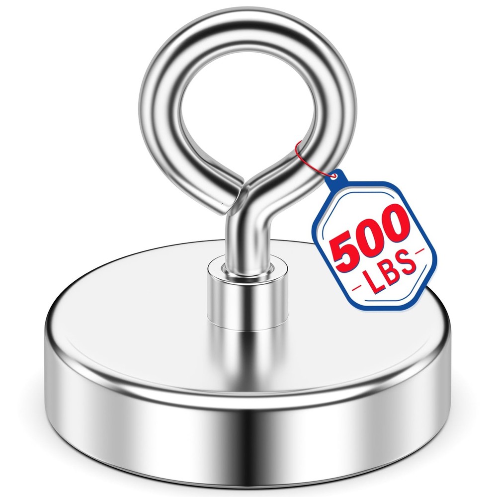 Strong Fishing Magnet 2.36 inch 500lbs Rare Earth inches, silver