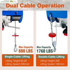 Electric Hoist with Remote Control,1760Lbs Electric Hoist 110 Volt,Electric Hois