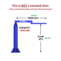GORBEL ARTICULATING JIB CRANE – 1/2 TON CAPACITY, SPAN 16 FT, HUB 10 FT