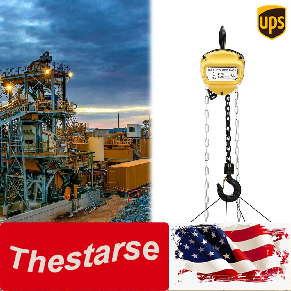 1T Hand Chain Hoist Industrial Manual Pulley Hoist Hand Tools Chain w/ Hook