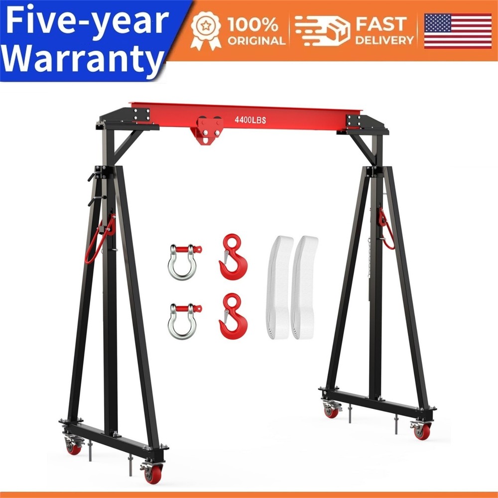 2 Ton Adjustable Gantry Crane Portable Steel i-Beam Hoist with 12 Positions