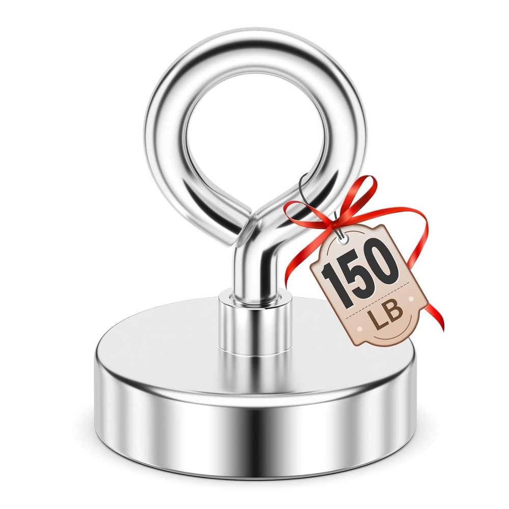 FINDMAG Neodymium Fishing Magnets, 150 LBS Pulling 1.42 in (36mm), Silver