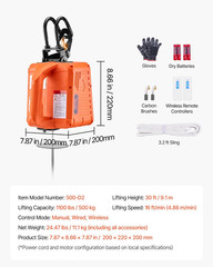 3-In-1 Electric Hoist Winch, 1100 Lbs Capacity, 1500W Portable Power Winch, 30 F