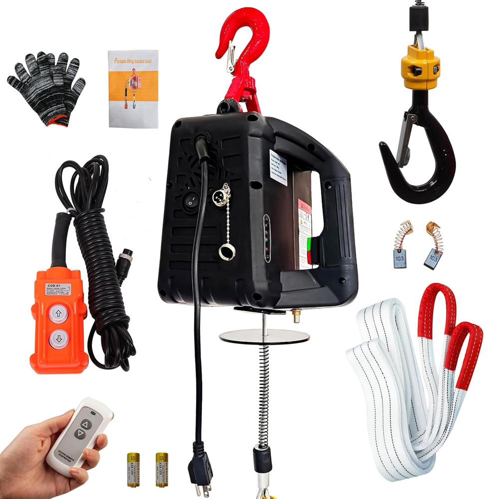Electric Hoist Winch 3 in 1,1100Lbs Electric Hoist 110 Volt 1500W Portable Elect