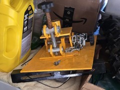 Hydraulic Transmission Jack with Adjustable Saddle Attachment Yellow Base