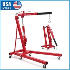 2 Ton Folding Engine Hoist ,Hydraulic Cherry Picker Shop Crane with 6 Casters