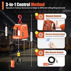 3 in 1 Electric Hoist Winch 1100LBS w/Wireless Remote Control 110V Lift 16ft/min