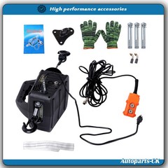 2-in-1 Portable Electric Hoist Power Winch 1100 lbs Wired Remote Control 1500W