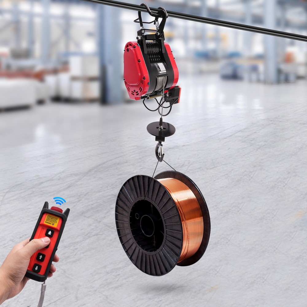 770LBS Electric Hoist Crane Lift Electric Winch 95ft Lifting 2in1 Remote Control
