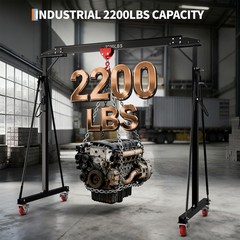 Adjustable 1 Ton / 2 Ton (2200/4400 lbs) Portable Garage Try Crane 12-Position
