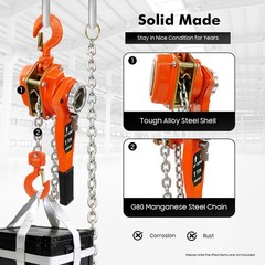 3/4 Ton Manual Chain Hoist Ratchet Type Come Along Puller 2 Hooks 10 FT Lift