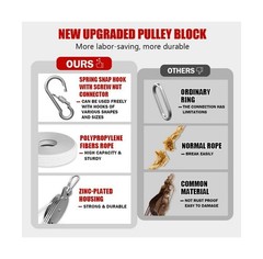 YATOINTO Rope Pulley Hoist 530LBS, 7:1 Pulley Block and Tackle … USA FAST SHIP