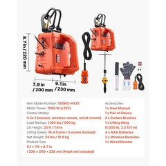Uimoso 3-in-1 Electric Hoist Winch 1100 lbs 1500 W Wired/Wireless Remote Control