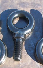 Lift ring 1-1/4″ x 3″ threads, 8-1/4″ overall length, used.