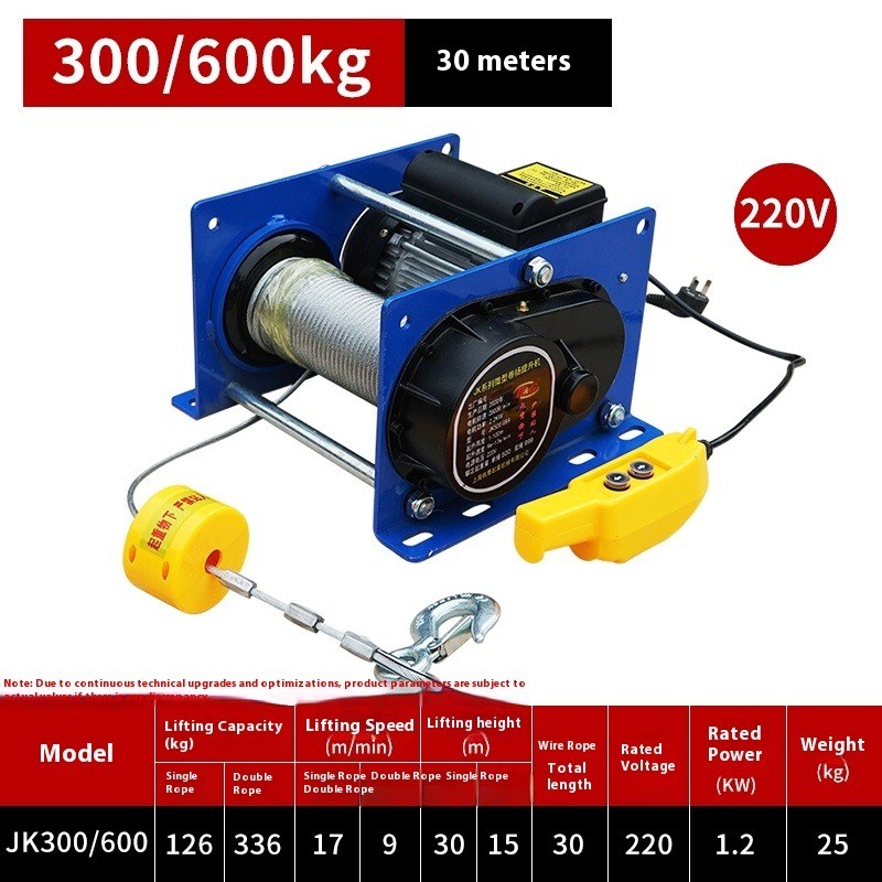 Compact Wire Rope Remote-Controlled Electric Hoist Quick-Lifting Crane 220V