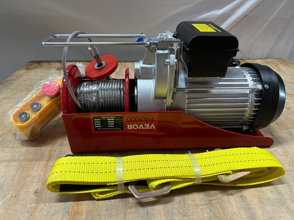 Vevor PA1000 Small Electric Hoist (red)– WITH yellow Towing/lifting strap