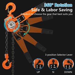 0.5T Lever Block Steel Chain Hoist Manual Ratchet 1100lbs 10FT G80 Chain Lifter