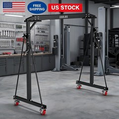 Portable Gantry 1 Ton 2200 LBS, Adjustable Steel Lift Crane with Locking Crane