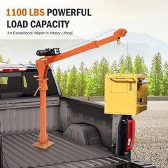 1100LBS Truck Hoist Crane Folding Jib Crane Hoist Lift w/ 3500lbs Electric Winch