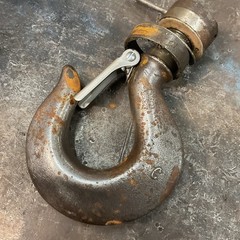 Used Crosby threaded swivel shank hoist #C Hook 1 1/4″ Opening, with latch.