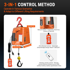 110V Electric Hoist Winch 1100Lbs Capacity 25Ft Lift Height Portable Power Winch