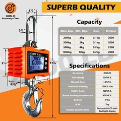 2200lb Digital Hanging Scale Heavy Duty Farm Weigh Beef Butcher Shop Auto Garage