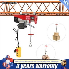 Electric Hoist 220lbs Winch Lifting Engine Crane W/ Wired Remote Control