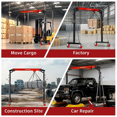1 Ton Portable Gantry Crane – Adjustable Height, Steel I-Beam, 3000Lbs Capacity