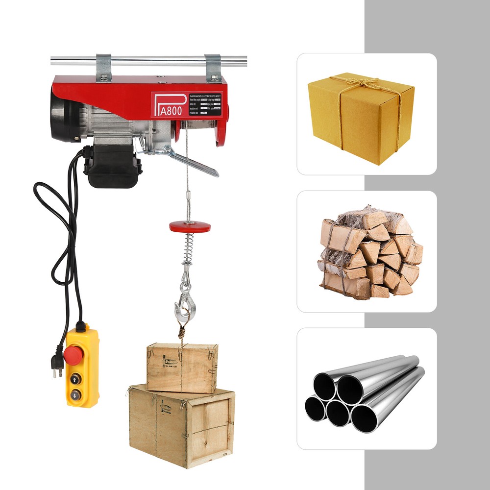 110V Electric Hoist Winch 1763lbs with Remote Control for Easy Lifting