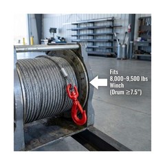 QWORK 3/8″ x 100′ Steel Core Winch Cable with Hook – 4050 lbs WLL for Tow