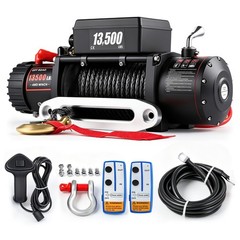 SIHAO 13500LBS 12V Electric Winch 92FT Synthetic Rope For Truck ATV Off Roads 8