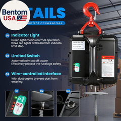 3 in 1 Electric Hoist Winch 1,100Lb Wireless Remote Control, Cable Remote Contro