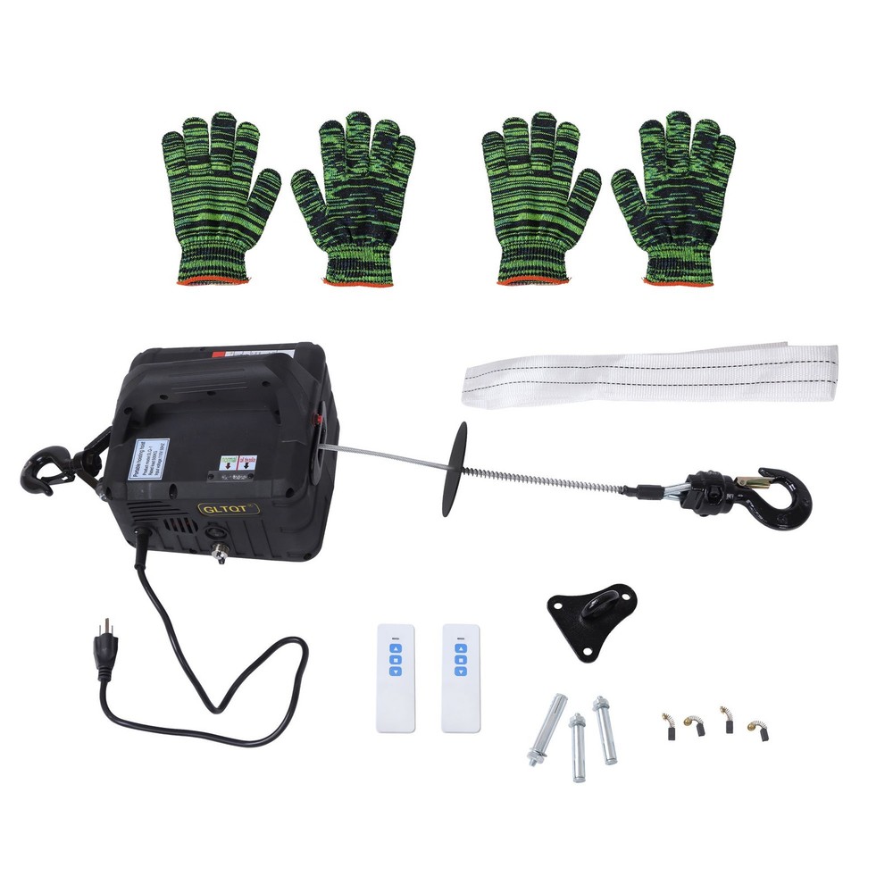 2in1 500-B Portable Electric Hoist Winch 1100lbs Wireless Remote Control 1500W