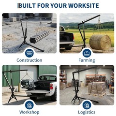 1000LBS Adjustable Hydraulic Receiver Hitch-Mount Pickup Truck Crane Swivel Lift