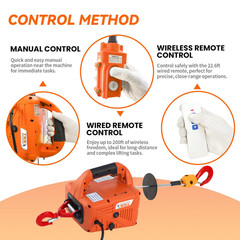 1500W 3-In-1 Electric Hoist Winch – 1100Lbs Capacity, 25Ft Lift Height