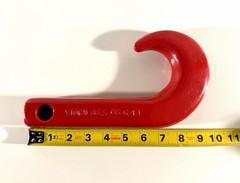 Vintage Forged Steel Hoist Hook 9” Industrial Heavy Duty Rigging Hardware – Red