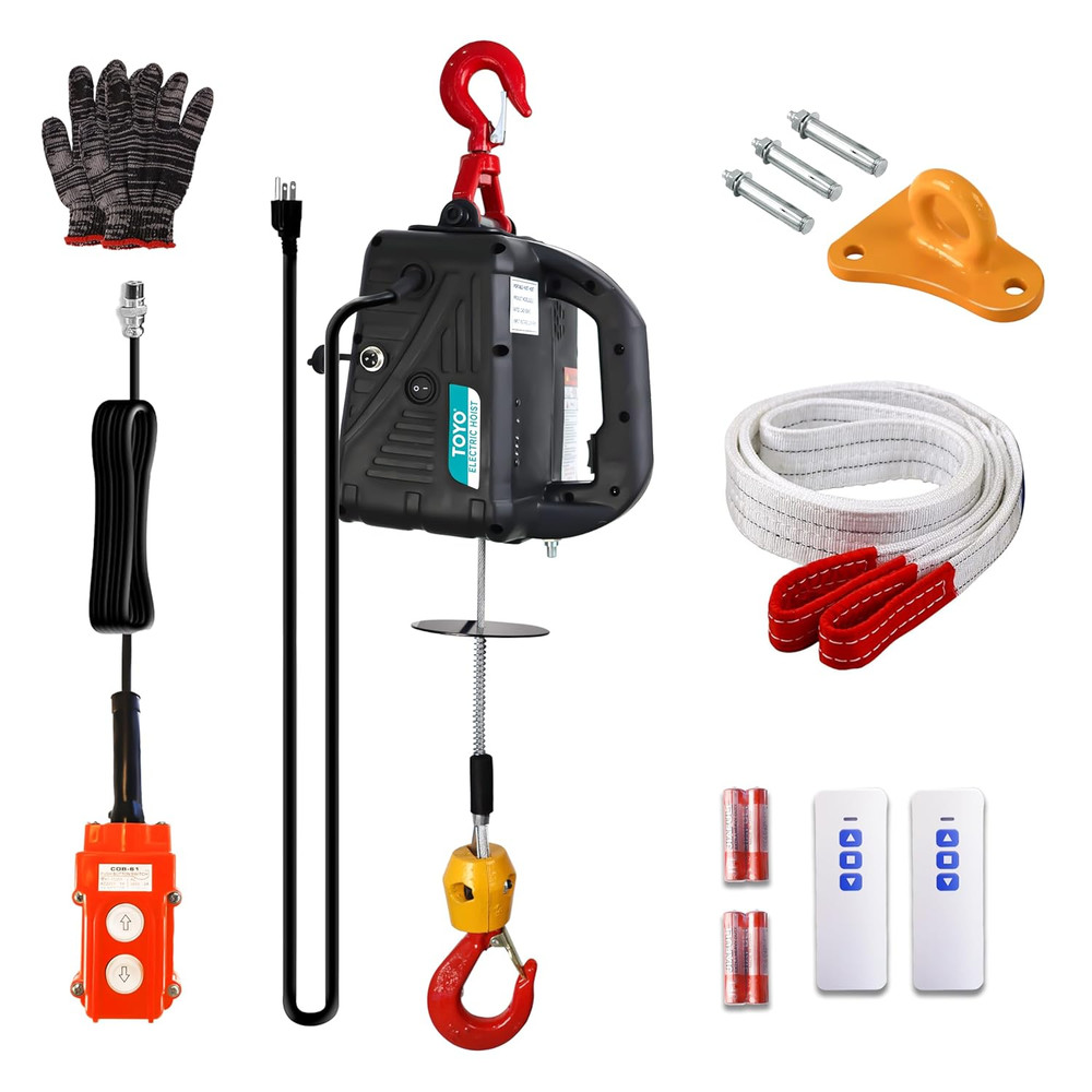3-In-1 1500W Electric Hoist Winch, 120V Portable Electric Hoist with Remote (Man
