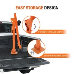 🚩1100 lbs Pickup Truck Hoist Crane w/Electric Winch Folding Truck Mounted Crane
