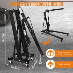 Hydraulic Engine Hoist ,2 Ton Heavy Duty Cherry Picker Shop Crane with 6 Casters