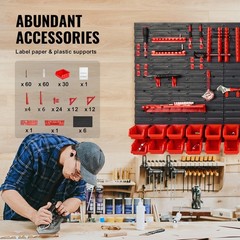 Uimoso Wall Mounted Storage Bins Small Parts Organizer Garage Tool Rack 30 Bins
