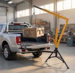 1000 LBS Heavy Duty Hitch Crane, Hydraulic Swivel Pickup Truck Mounted Boom