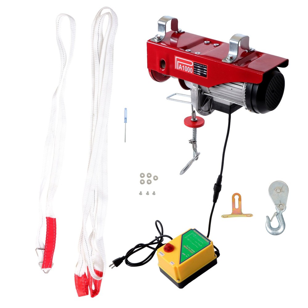 1600W Mini Electric Hoist 2200lbs Crane Winch with Wireless Remote Control 110V